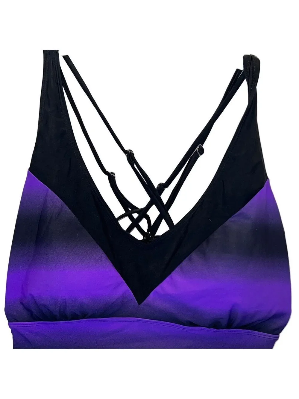 Purple and Black Strappy Swim Top, Plus Size 2X - Picture 2 of 8